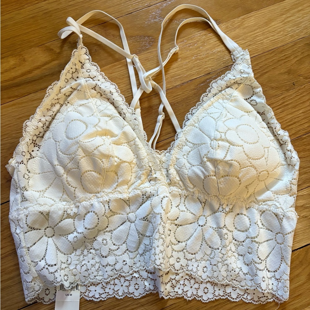 Aerie Elegant Lace Bralette in Cream